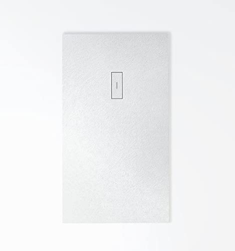 Plato de ducha de resina EVOLUTION color BLANCO Extraplano, incluye válvula y tapa imantada, todas las medidas disponibles. 5 Años de garantía. Textura pizarra antideslizante C-3.Capa de GEL COAT