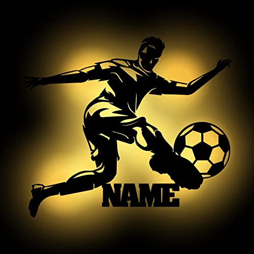 Fussball Wandlampe Nachtlicht Wand Lampe Fußball Geschenke Schlummerlicht mit Namen personalisiert I Batteriebetrieb