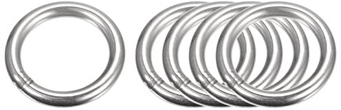 sourcing map 5 Stück O Ringe Edelstahl 304 Metallringe, 35 mm Außendurchm. 5 mm Dicke Geschweißter O-Ring für Befestigung Schrauben Haken Campinggürtel Hundeleinen Taschen Paracord Zubehör