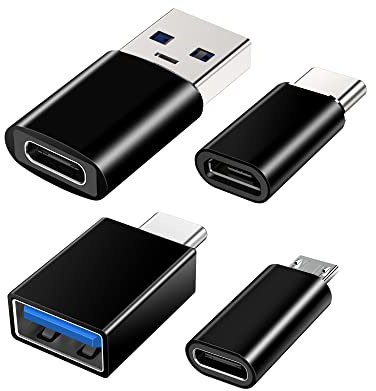 USB C auf USB 3.2 Adapter Set - 4 Stück für iPhone, PC, Samsung Galaxy, iPad, Laptop, MacBook, Google, AirPods - Mit Micro USB Buchse