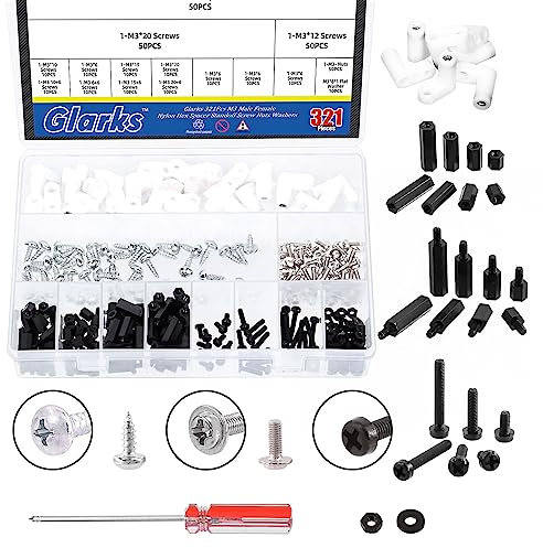 Glarks 221Pcs L Type PCB Board Mounting Feet Insulated PCB Spacers Circuit Board Standoffs Console Motherboard Fixed Plastic Feet with Screws for Arcade Gaming Board Mounting Hardware