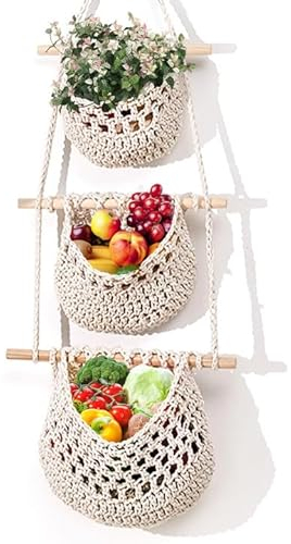 Corbeille de Fruits Suspendue, rangement de fruits, Paniers de Rangement Suspendus, panier suspendu cuisine Panier de rangement mural pour fruits