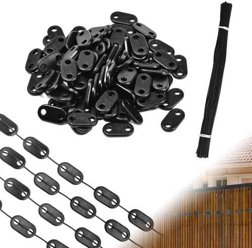 NAROSEBE 100 Pcs Privacidad de Jardín de PVC Jardín PVC de Calidad Varilla Pantallas Protectoras Fijación Láminas Clips De Fijación Para Pantalla de Privacidad (Negro)