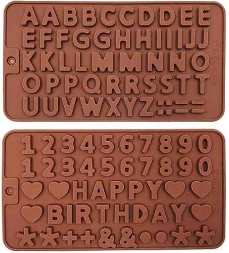ELINKA Lot de 2 moules en Silicone en Forme de Lettres et Chiffres pour décoration de gâteau d'anniversaire