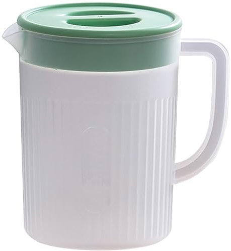 Toguma Pichet à eau en Plastique de 2,2 Litres Pichet à eau Domestique de Grande Capacité avec Couvercle, Récipient à boisson pour Thé au Jus Chaud et Froid (Vert Transparent)