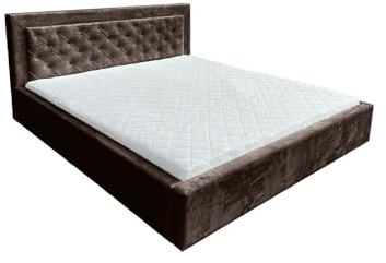Meble Ares Boxspringbett 140x200 - Komfortabel Polsterbett mit Bettzeugbehälter - Stilvolles Bett mit gepolstertem Kopfteil Crystal - Elegante Schlafzimmermöbel - Samt Braun