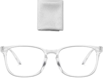 CWPFVQA Klare Flache Brille Mit Anti-Blaulicht, Quadratisch, Unisex - Inkl. Brillentuch