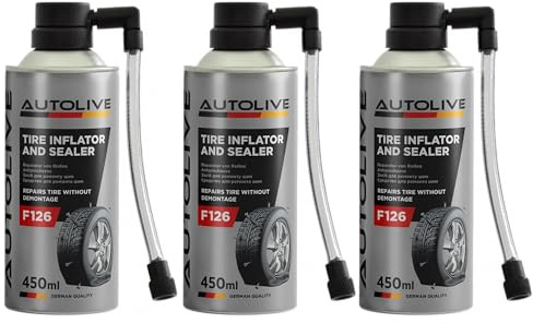 AUTOLIVE Líquido Antipinchazos para el Coche - para Reparar Neumáticos sin Cámara - Sella Agujeros de hasta 5 mm - Evita la Desestabilización del Vehículo - Spray Repara Pinchazos - 450 ml (3)