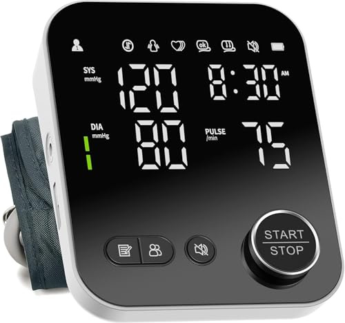 Blood Pressure Monitor Upper Arm Monitors for Home Use Adjustable 8.7-16.5 Cuff LED Display 2x120 Memory Intelligent Voice Portable Machine with Storage Bag