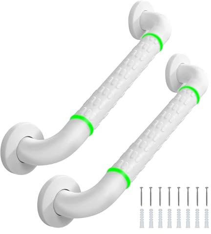Barra di Sostegno per Doccia in Acciaio Inox 304, Antiscivolo, per Vasca da Bagno e Anello Luminoso, Supporto per corrimano di Sicurezza, per Bambini, disabili,