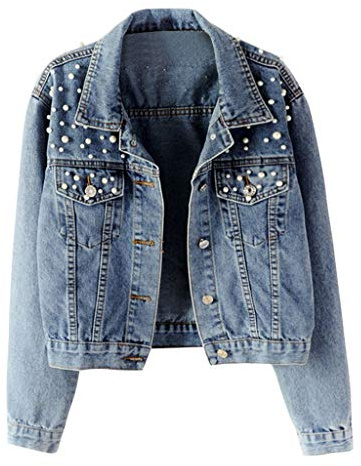 Generisch Chaqueta vaquera para mujer, talla grande, blusa de manga larga, blusa vaquera, elegante camisa de leñador, camisa de primavera, blusa vaquera, blusa deportiva, 01 Blue, 3XL