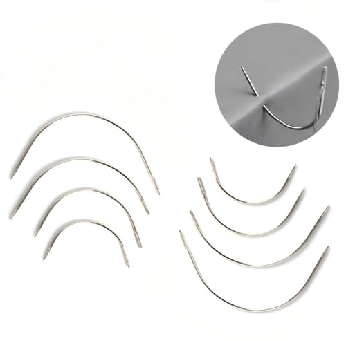 8 PCS Curved Hand Sewing Needles – Assorted Upholstery Needle Set for Leather, Canvas, Carpet & Fabric Repair – Heavy Duty Curved Needle Kit for DIY Hand Sewing & Weaving Crafts