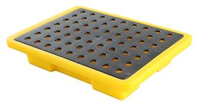 Vassoio per secchi di Vernice Industriale con Scarico, Piattaforma modulare per vaschetta Anti-sversamento per fabbriche, Giallo (1 Pezzo, 19,29 x13,98 x3,74) – Soluzione di contenimento du