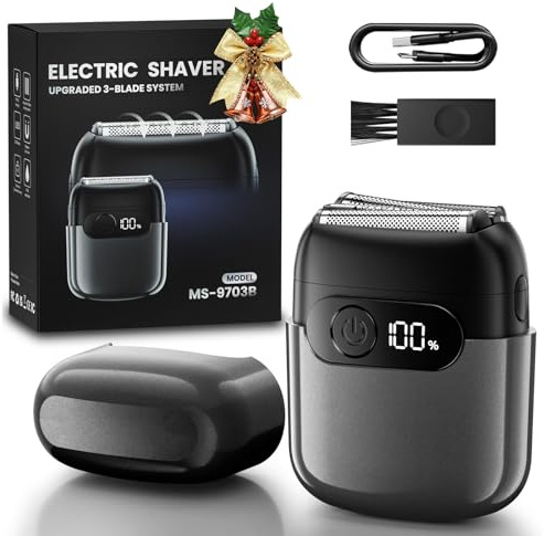MALEGEBAZ Electric Foil Shaver for Men :3D Floating Blades, LED Display, USB-C Fast Charge, IPX8 Waterproof - Perfect for Travel & Smooth Shaving at Home Misty Gray