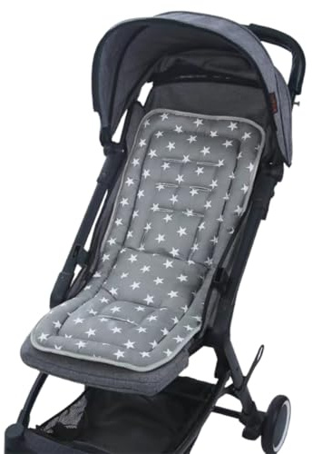 Baby Stroller Seat Liner Cotton Pushchair Cushion Seat Pads Universal Pram Insert Pad Warm Pushchair Seat Covers for Pram Buggy Baby Carriage Washable Winter Thick Infant Pushcar Seat Mat (Grey)