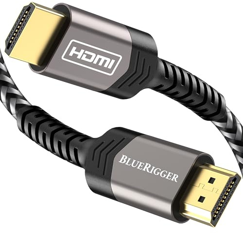 BlueRigger 8K HDMI 2.1 Cable 15FT (8K 60Hz, 48Gbps, HDMI Cord, HDR10+, HDCP2.3, eARC, Cotton Braided) - 8K HDMI Cable Compatible with PS5, PS4, Xbox, Apple TV, HDTV, Laptop, PC