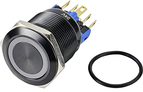 TRU COMPONENTS GQ22-11E/B/12V/A Drucktaster, 250 V/AC, 3 A, 1 x Off/(ON), Blau IP65, 1 Stück