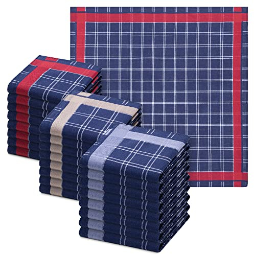 JEMIDI Taschentücher aus Baumwolle - 24x Stofftaschentücher im Set - Taschentuch aus Stoff für Herren - Herrentaschentücher wiederverwendbar - versch. Farben