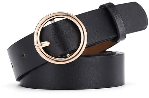 RAEF Frauen Mädchen Gürtel Klassische Mode Solide Leder Bund Kreis Metall Schnalle Breiten Gürtel Freizeit Kleid Jeans Wilden Bund