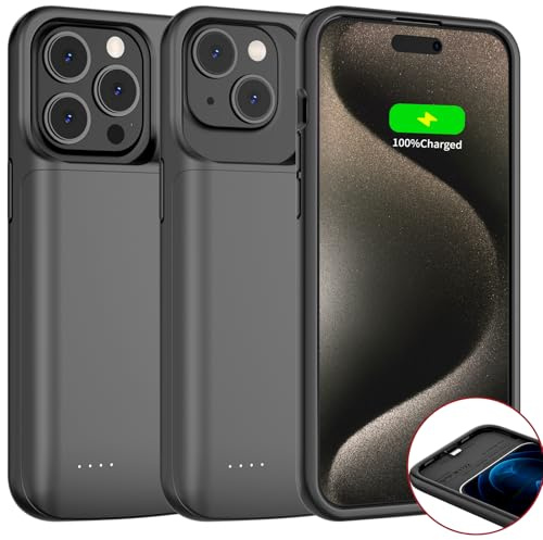 JCK Funda de bateria para iPhone 15 PLUS/15 Pro MAX, 6.7”, Estuche de Carga portátil Delgado Mejorado de 7000 mAh Estuche de batería extendido Banco energía Recargable Externa Cargador Battery