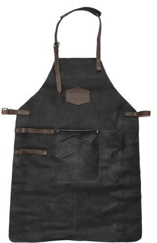 MApBer Lerderschürze, Grillschürze, Ofenschürze, Gartenschürze, Leder Schürze, (schwarz)