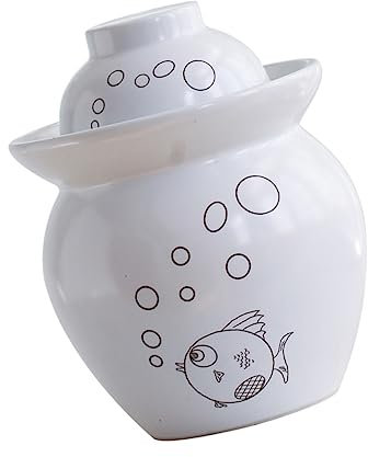 Garneck Keramik Kimchi Glas Einmachglas Gärgläser Luftdichtes Keramikglas Gärtank Versiegelter Glastopf Glas Für Eingelegtes Gemüse Gärbehälter Für Kimchi Behälter