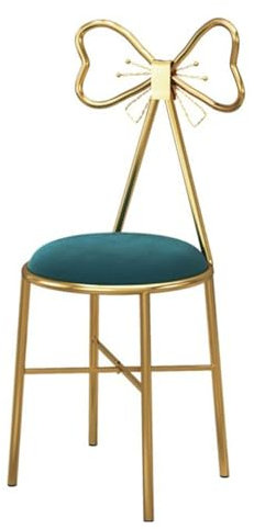 ZTZBFGM Dark Green, Moderner Frisierstuhl, Schminktisch Sitzhocker Schminkhocker Mit Lehne Geschenke Für Frauen, Schminktischhocker Mit Schleife Aus Metall Stuhl Samt Ankleidetisch Sitz