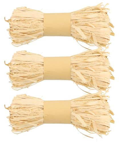 3 Stück Bast Raffia Naturbast,50g Bindebast,Natur Raffiabast Bastband,Bast Zum Basteln Für Festival Geschenkverpackung,Basteln,Dekoration,Weben