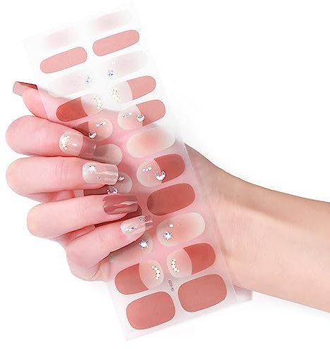 22Pcs/pack Nail Wraps Women Nail Polish Strips Multi-Colors Adhesive Fingernail Stickers Acrylic Strips Adhesive Wraps Gel Stickers Full Gel Polish Decals Film