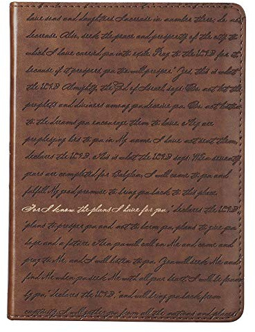 Christian Art Gifts Brown Faux Leather Journal | For I Know the Plans Jeremiah 29:11 Bible Verse | Handy-sized Flexcover Inspirational Notebook w/Ribbon 240 Lined Pages, Gilt Edges, 5.5 x 7 Inches
