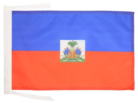 AZ FLAG - Drapeau Haïti - 45x30 cm - Pavillon Haïtien Polyester Léger Avec Deux Cordelettes - 20g