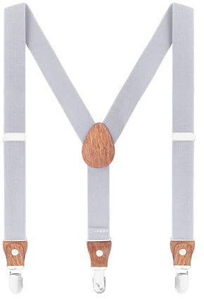 Baby småbarn barn hängslen för pojkar flickor 1-8 år barn elastiska och justerbara Y-rygg 3 klämmor 2,5 cm hängslen, Vanlig ljusgrå, 1-8 År