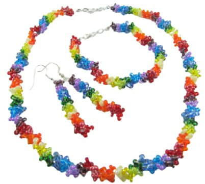 Schmuckset gehäkelt Regenbogen 3-teilig (308)