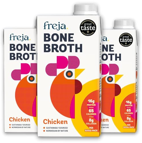 Chicken Bone Broth | Free Range | Collagen, Protein & Amino Acids | Low Carb & Gluten Free | Clear Liquid Broth, not Chicken Stock Cubes, Powder or Concentrate | 6 x 500ml