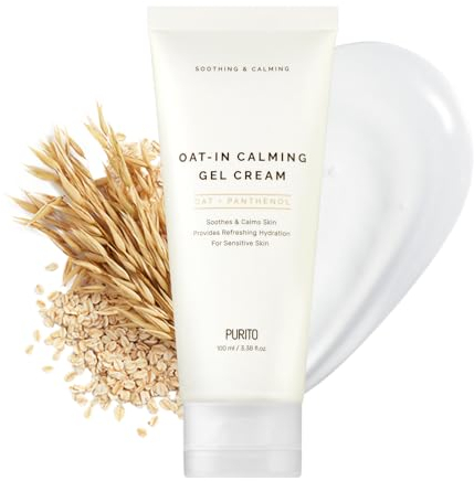 PURITO Oat In Calming Gel Cream, Oat Seed Water for Hydration & Soothing, Lightweight, Non-Sticky Moisturizer for Sensitive Skin, Non-Comedogenic, Fragrance-Free, Korean Skincare, 100ml 3.38 fl.oz