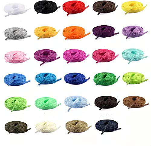 Cordones Planos Coloridos 29 Pares Cordones Atléticos Planos de Deporte Zapatos Moda Correas de Zapatos Skate Botas Cordones Deportivos