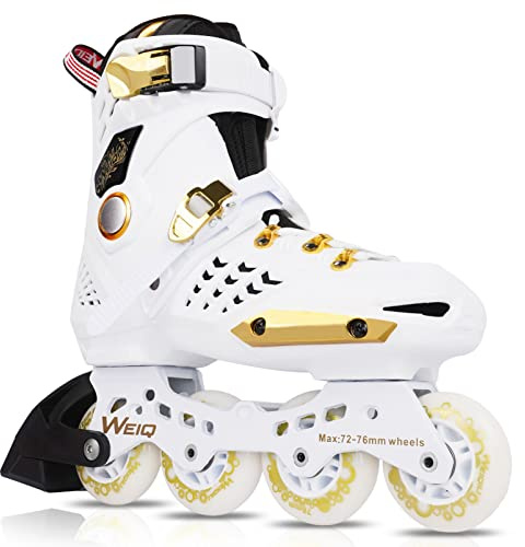 White Gold Inline Skates for Women & Men, High Performance Outdoor Speed Skates, Beginner to Aggressive, 4-Wheel Racing, Size 38-39