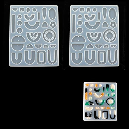 Moule à Bijoux en RéSine - Silicone Resine Epoxy De Moules Pendentifs Collier Boucles d'oreilles DIY Bricolage Fabrication Plateaux Artisanat Ovale 2 PièCes, 12.6 * 15.8 * 0.8cm