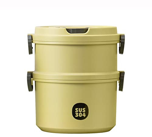 JIAYING Thermos per Alimenti,1/2/3 Capas Caja Bento de Acero Inoxidable, Recipientes para Comida Aptos para Microondas,para Estudiantes Trabajadores,3 Colores ( Color : Yellow , Size : 1700ml )