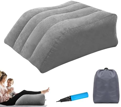 Venenkissen Beinhochlagerungskissen,Aufblasbares Beinkissen mit Luftpumpe,Tragbar Beinkissen,Keilkissen Bett Fördert die Durchblutung und Reduziert Schwellungen (Aufgeblasene Größe 65*50*25)