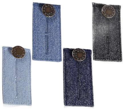 KAPSING 4 Stück Hosen Taille Erweiterung, Taillenverlängerungen, hosenbunderweiterung, Einstellbare Jeanshosen Taille Erweiterung(schwarz/dunkelblau/blau/hellblau)