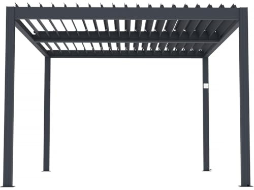 Pergola bioclimatica motorizzata a led Windsor in alluminio 3 x 4 - Grigio