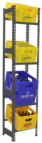 Simon Rack Estantería Cajas de Bebidas, 4 Cajas, 2000x400x300 mm, 4 Alturas, 100 kg de Punto Flexión, Estantería para Bebidas, Antracita - Simonbottle