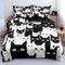 Luowei Halloween Bettwäsche 135x200 Katze Schwarz Weiß Bettwäsche Halloween Weich Kuschelig Microfaser Bettwäsche 2teilig für Kinder Jungen Mädchen Geschenk mit Reißverschluss und 80x80 cm Kissenbezug