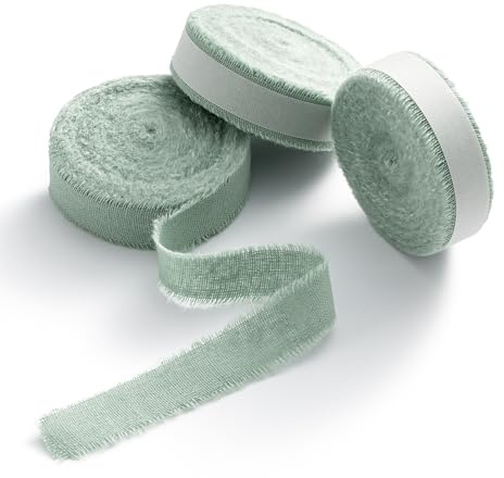 AOKSUNOVA Cinta de algodón, cinta de tela, cinta de regalo, color verde pastel