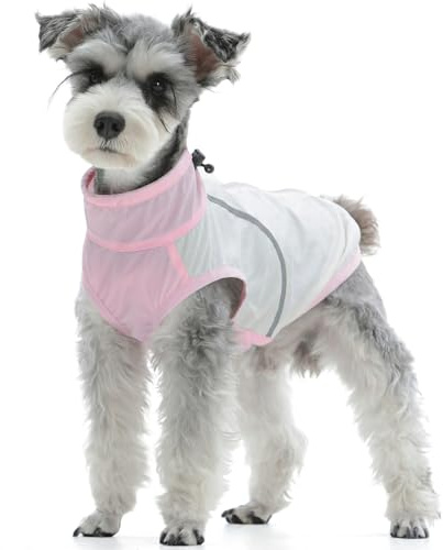Kuoser Camisa de protección solar para perro, abrigo refrescante de verano ligero UPF 50+ para perro, ropa reflectante transpirable para perros pequeños, rosa, talla S