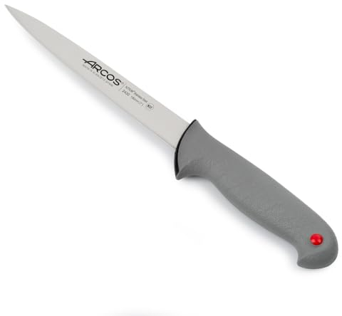 Arcos Séries Colour Proof - Couteau à Filet - Lame Acier Inoxydable Nitrum 190 mm - Manche Polypropylène Recouvert d'Élastomère Couleur Noir