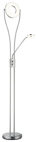 RL LIVE YOUR LIGHT Reality Leuchten LED Stehleuchte Rennes R424212107, inkl. 18 Watt + 4 Watt LED, Dimmer R42412107 Fluter Nickel Matt
