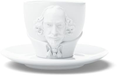 Fiftyeight T801201 William Shakespeare Mug, Porcelaine, 2 unités, Blanc, 12 x 10 x 10 cm