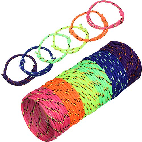 WILLBOND 216 Neon Friendship Bracelet Bulk Woman Paracord Bracelet Back to School Gift for Student Birthday Classroom Basket Stuffers Adjust Rope Goodie Bag Party Favor(Neon Colors)